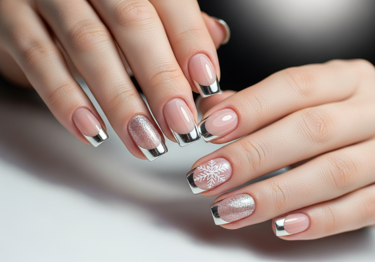 Classic French Tips with a Winter Twist