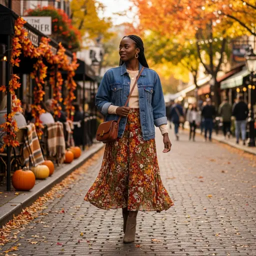  Denim Jacket with Midi Skirt