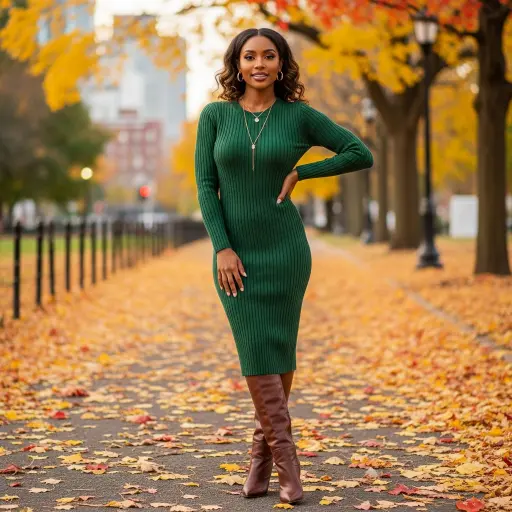 Knit Dress with Knee-High Boots