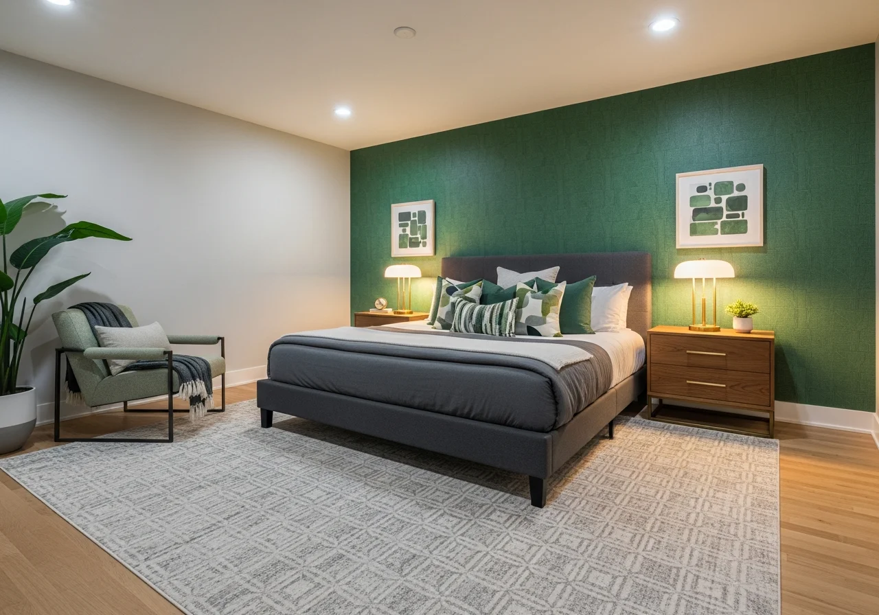 Accent Wall with Bold Paint or Wallpaper