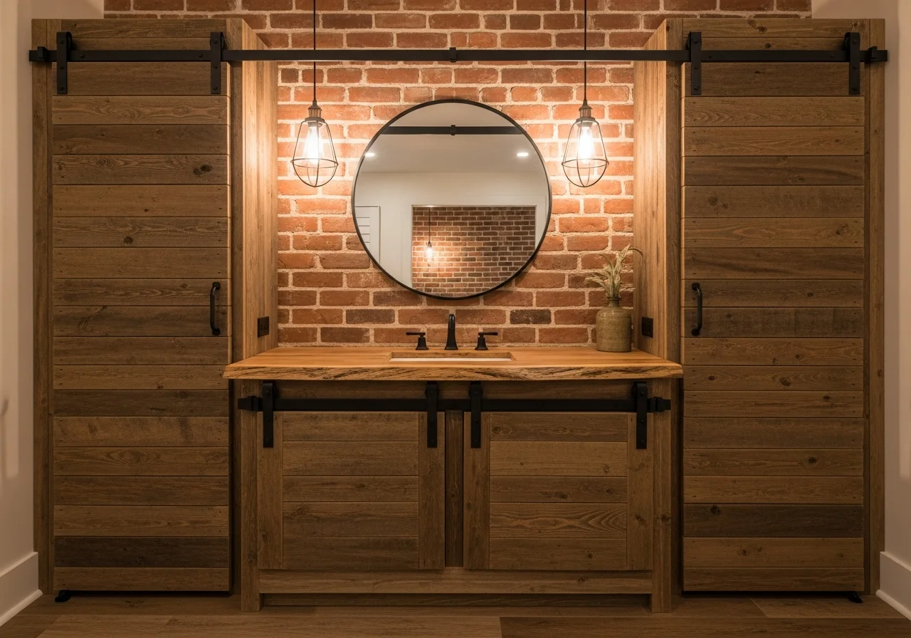 Barn Door Vanity Cabinet