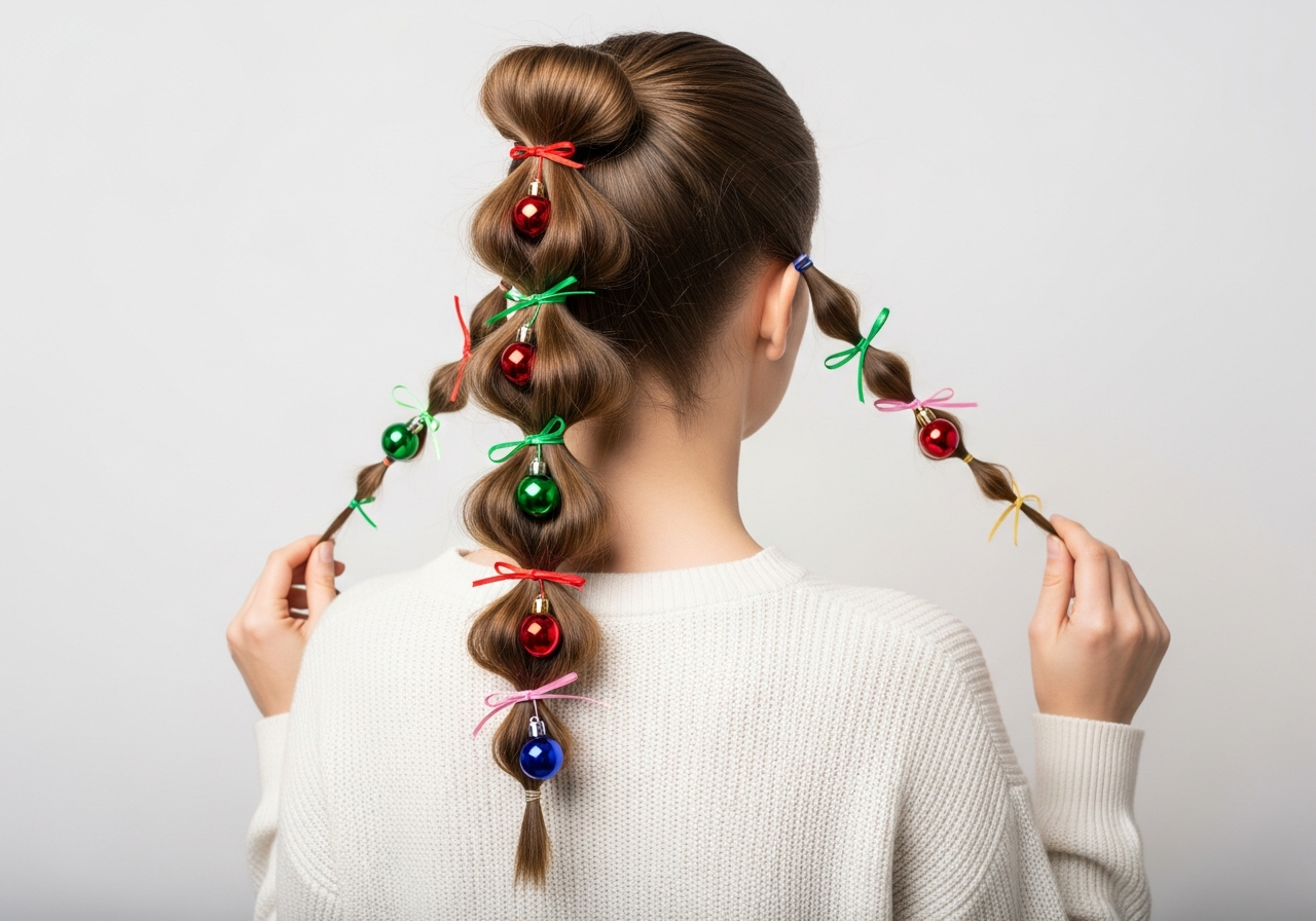 Bubble Ponytail Half-Up Style
