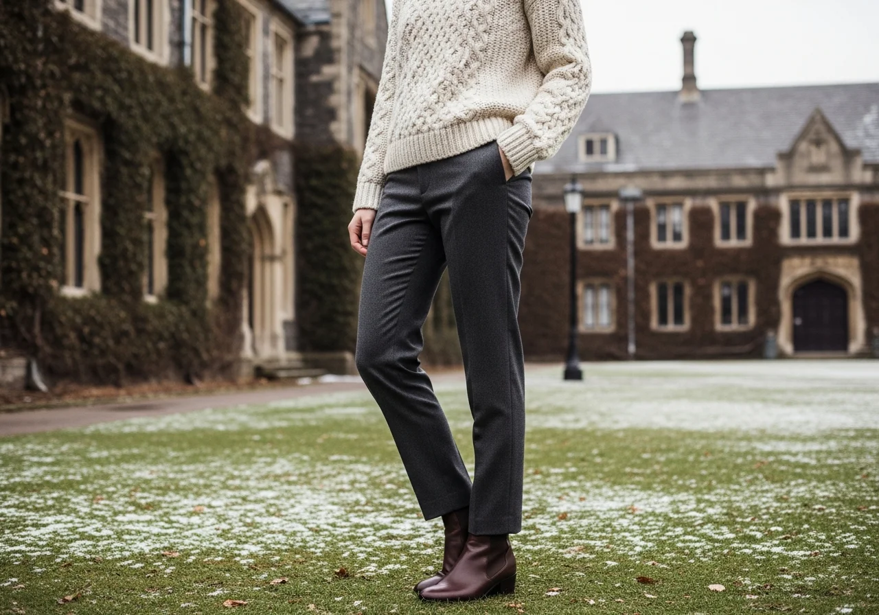 Chunky Knit with Wool Trousers