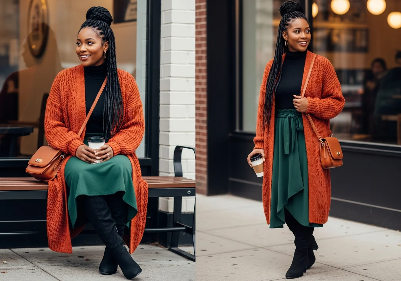 Cozy Cardigan and Midi Skirt