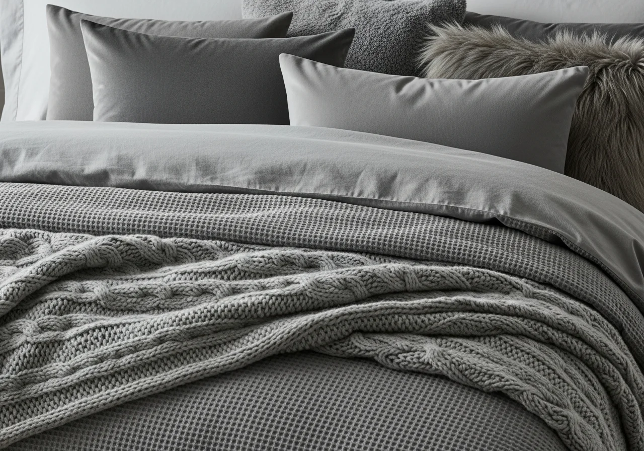 Creating Cozy Texture Through Grey Bedding Layers