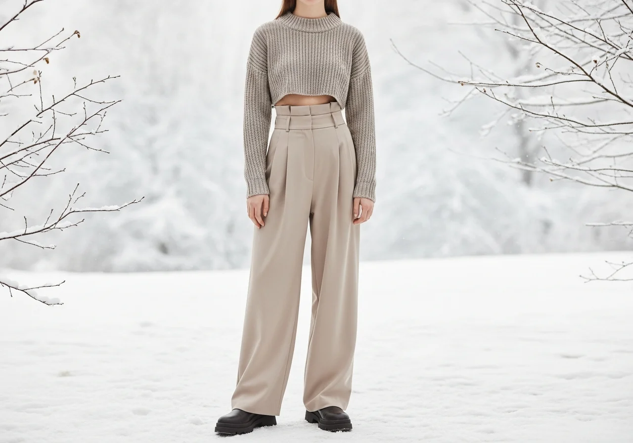 Cropped Sweater and Wide-Leg Trousers