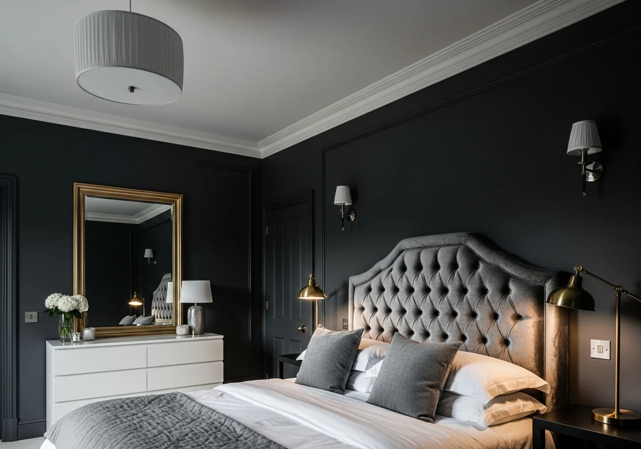 Dark Grey Bedroom Walls for Dramatic Sophistication