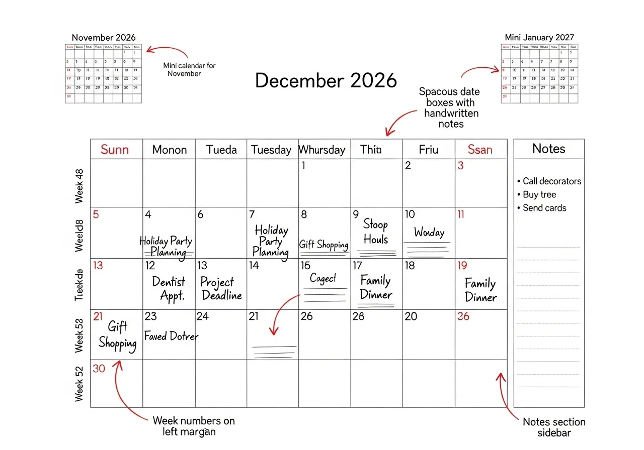 December 2026 Important Dates and Holidays