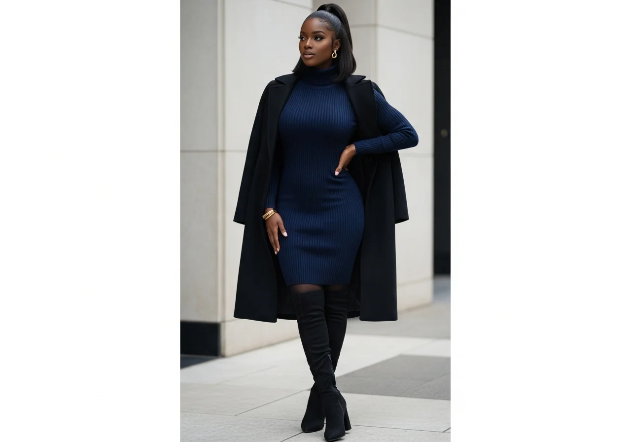 Elegant Turtleneck Dress