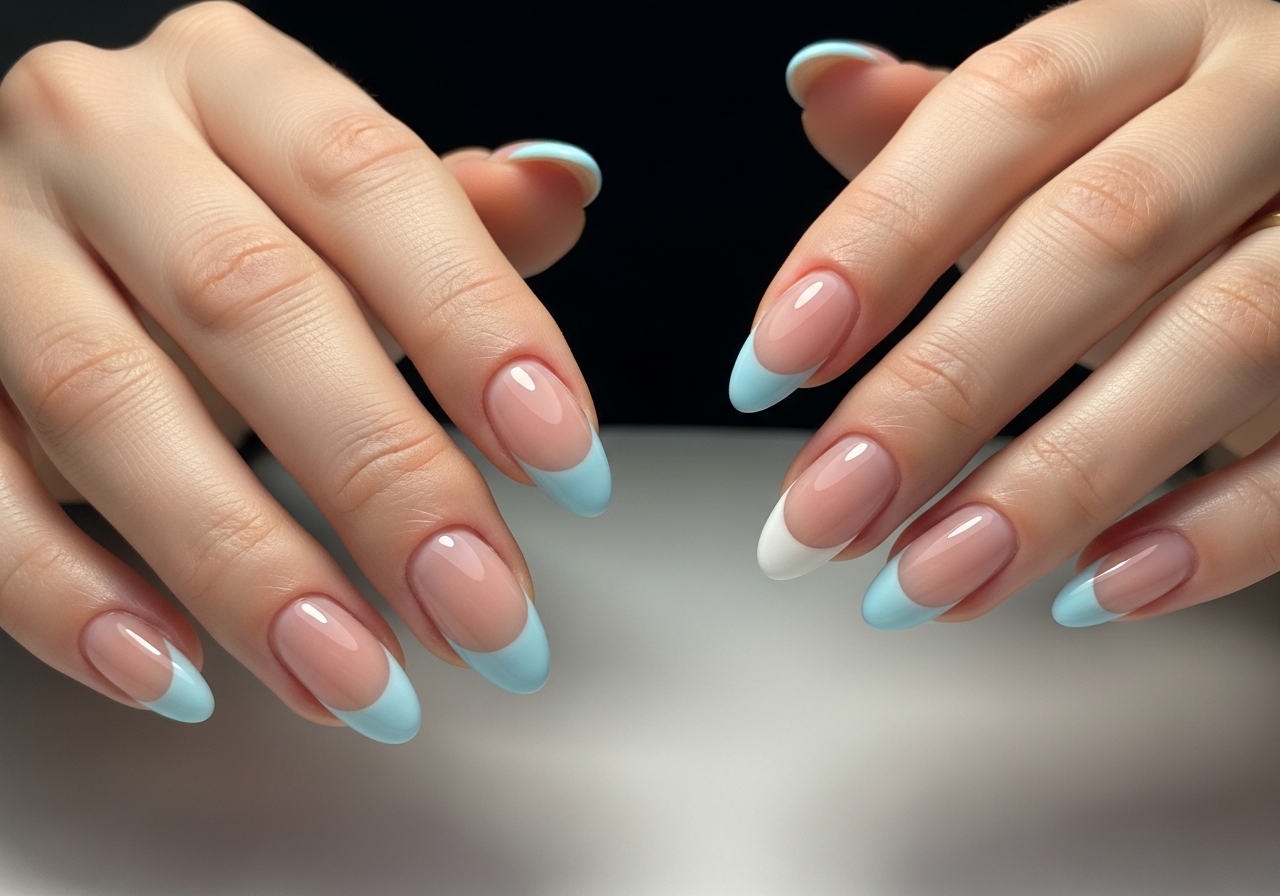 French Tips with Blue Variations