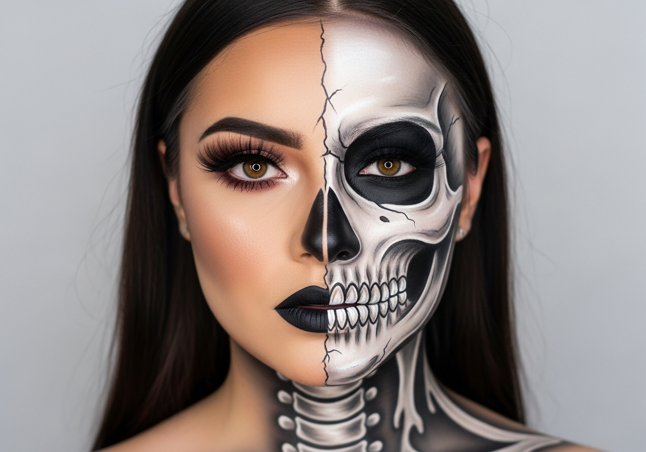 Half Skull Makeup Concepts