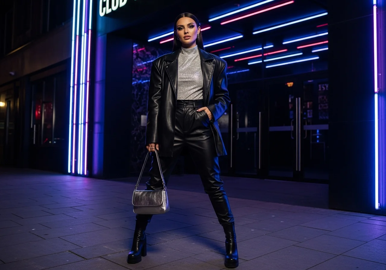 Long-Sleeve Dress with Strategic Layering