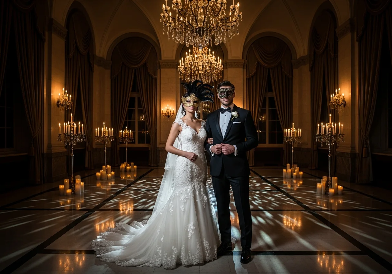 Masquerade Bride and Groom