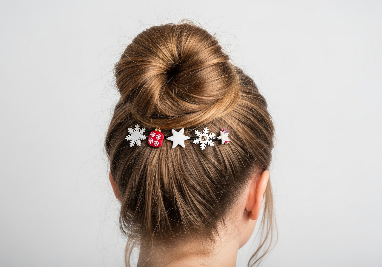 Messy Bun with Festive Clips