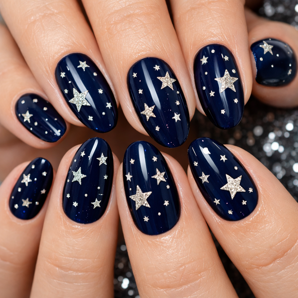 Midnight Blue with Silver Stars