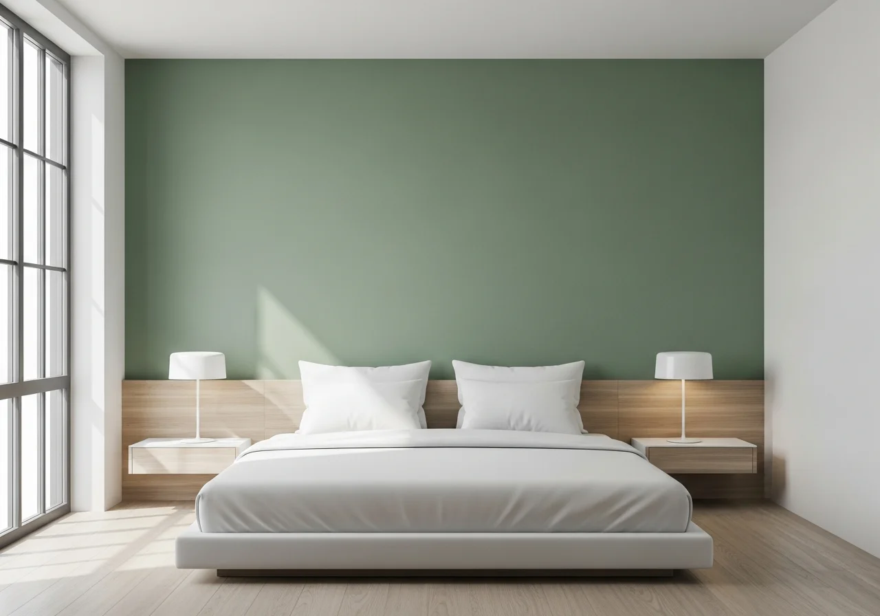 Minimalist Sage Green Bedroom Design