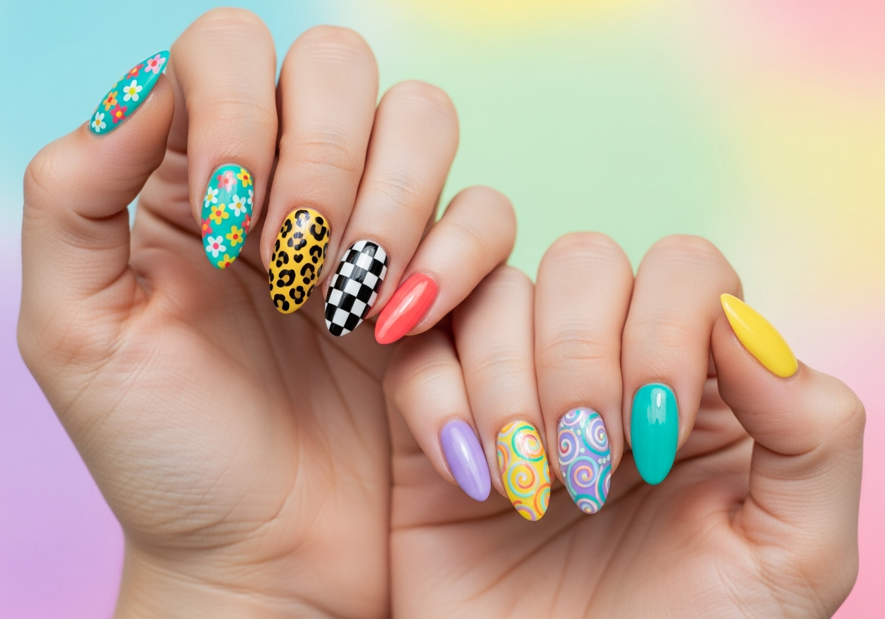 Mismatched Maximalist Manicures