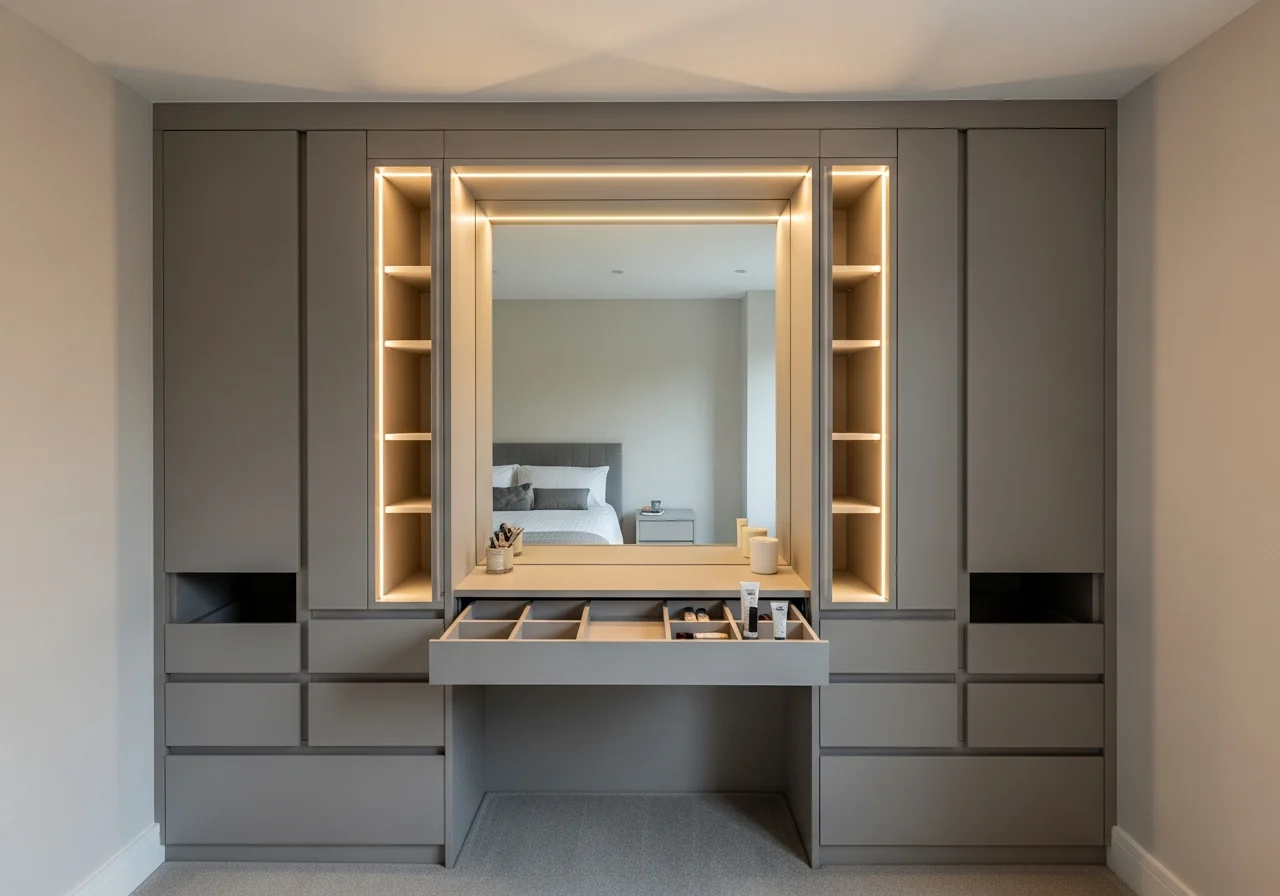 Monochromatic Built-In Vanity Nook