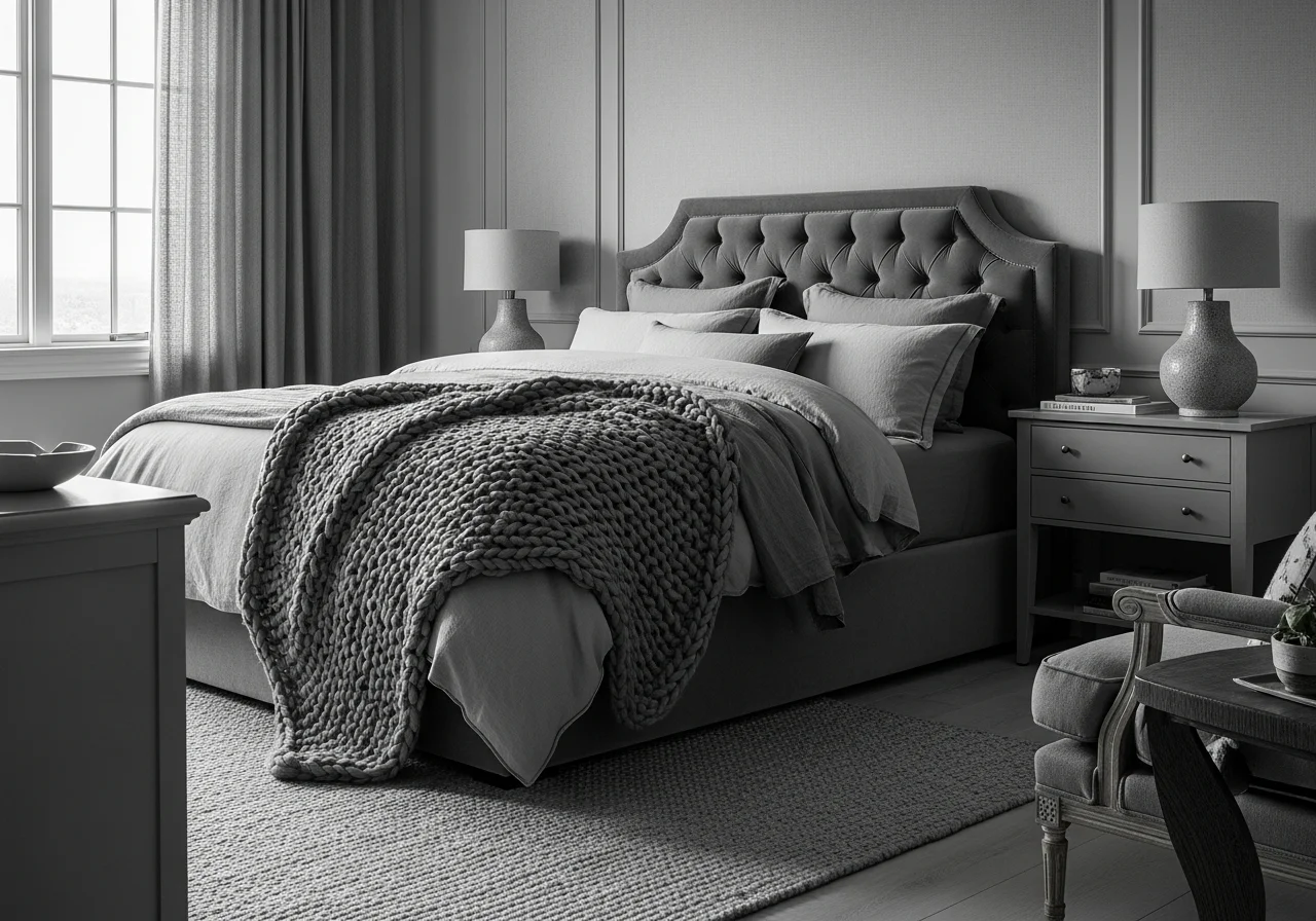 Monochromatic Grey Bedroom Schemes with Layered Textures