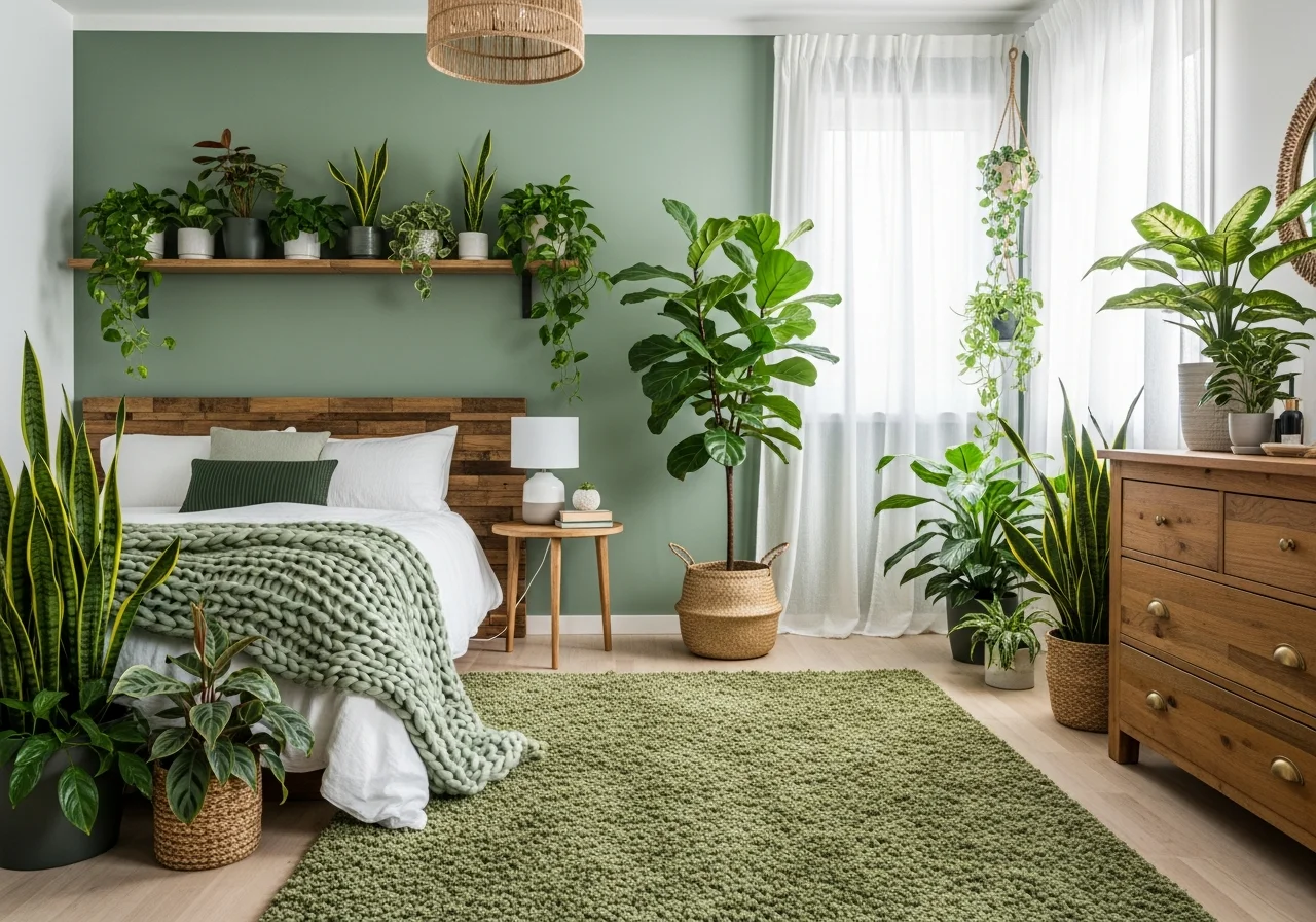 Nature Inspired Green Bedroom Ideas