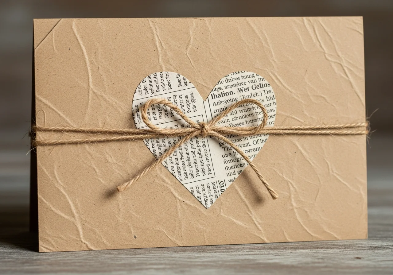  Newspaper and Twine Rustic Cards