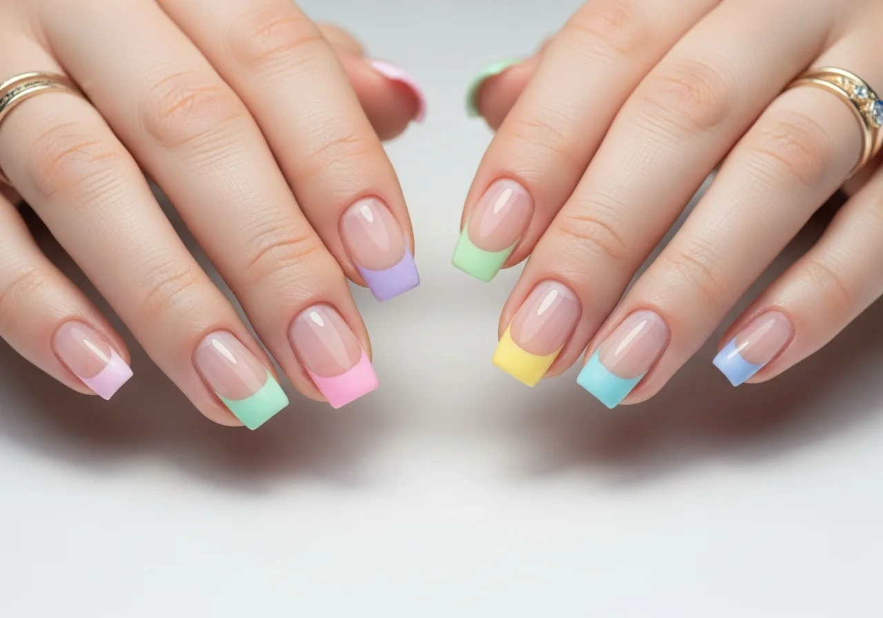 Pastel Rainbow French Tips
