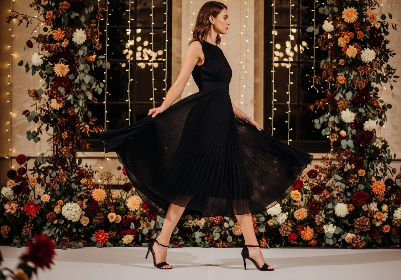 Pleated Midi Dress — Movement Meets Modern Flair