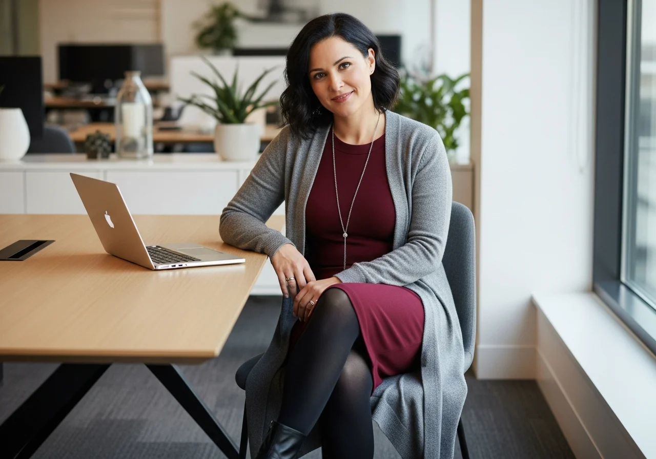 Ponte Knit Sheath Dress with Cardigan