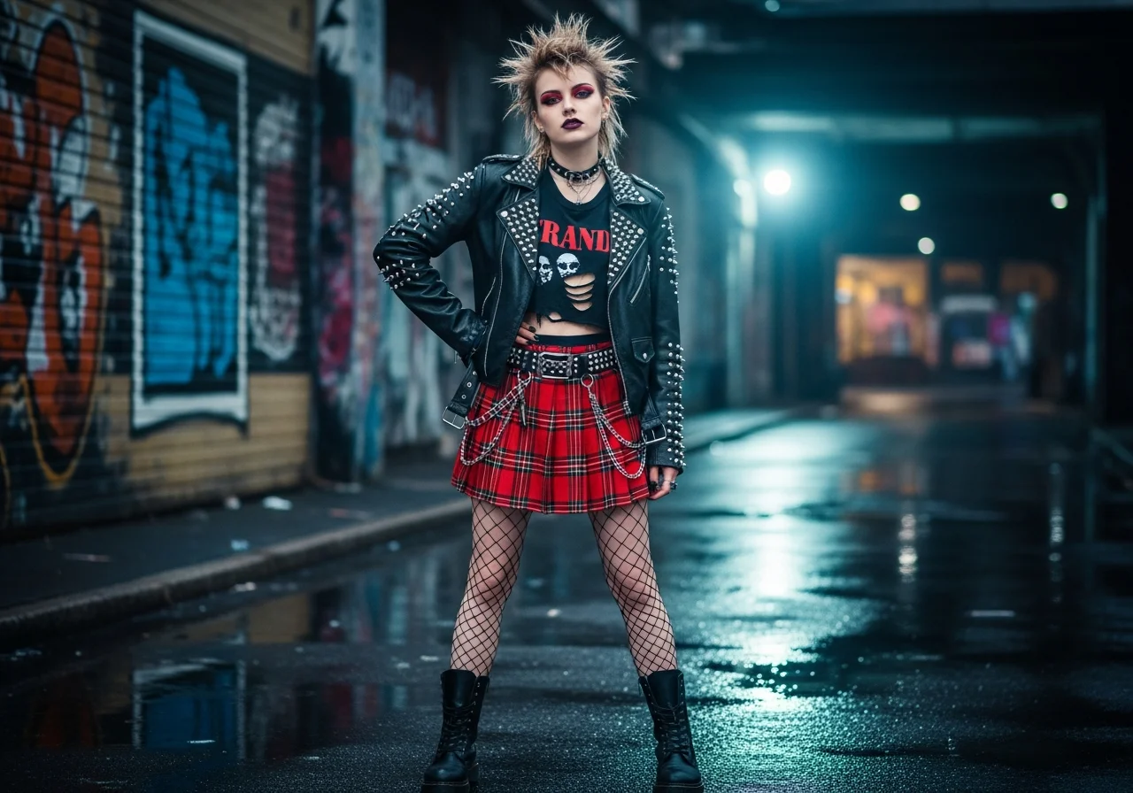 Punk Leather Jacket and Tartan from the Late 1970s and Early 1980s