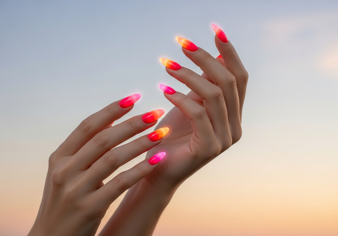  Red Sunset Aura Nails