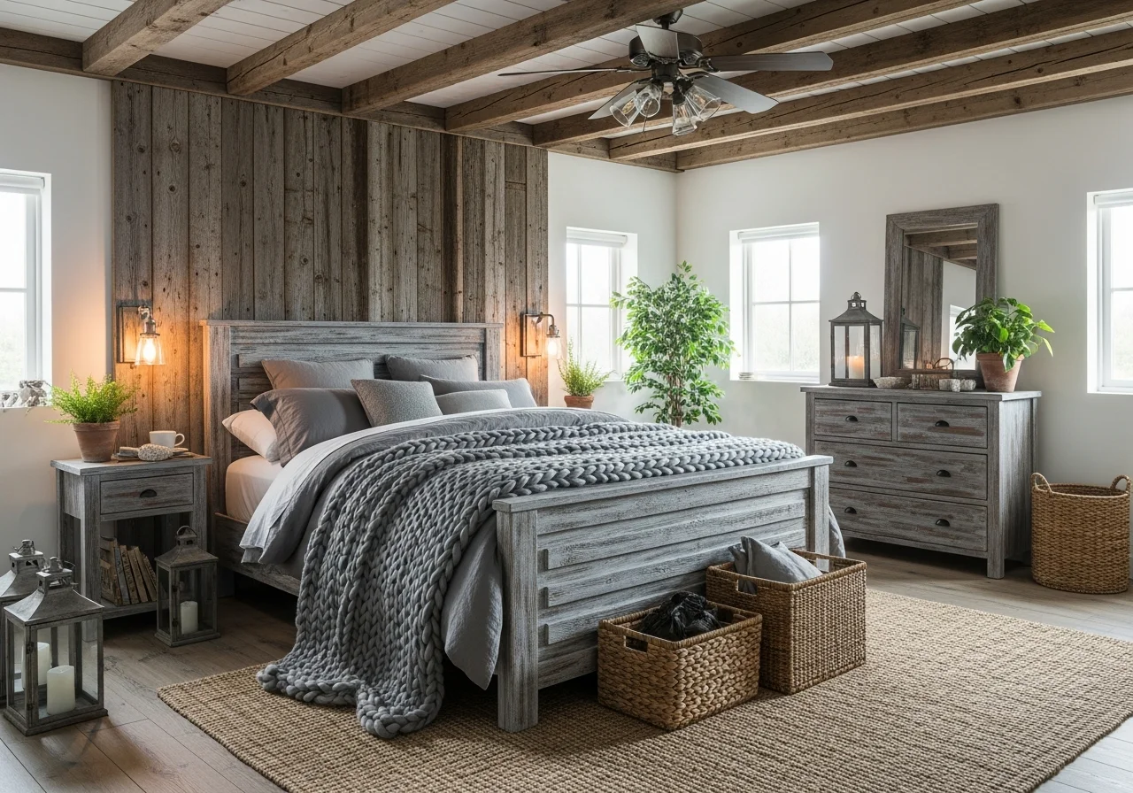 Rustic Grey Bedroom Concepts with Natural Materials