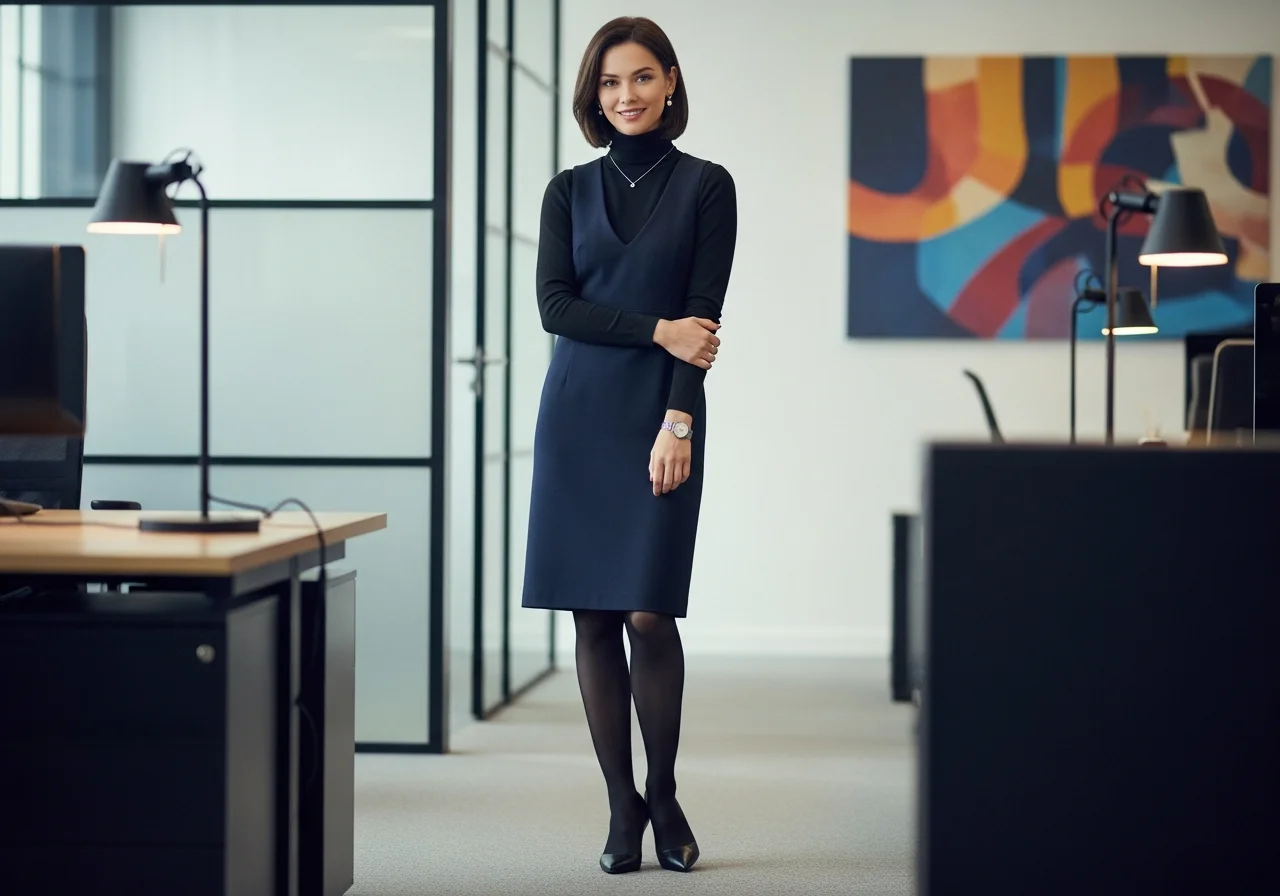 Turtleneck Under Sleeveless Dress