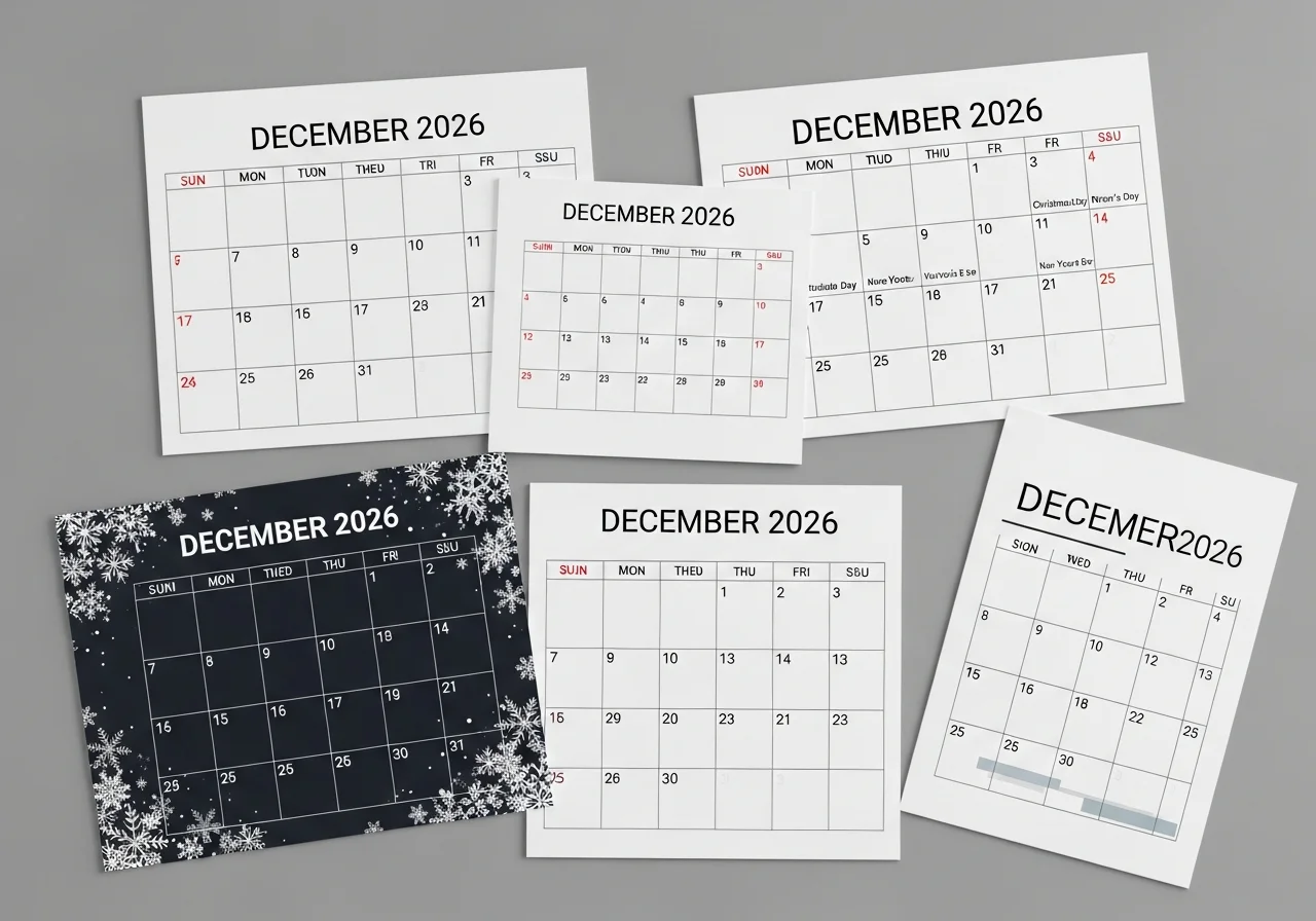 Types of December 2026 Calendar Templates