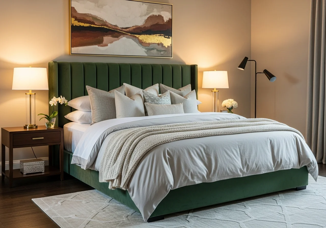 Velvet Emerald Green Headboards