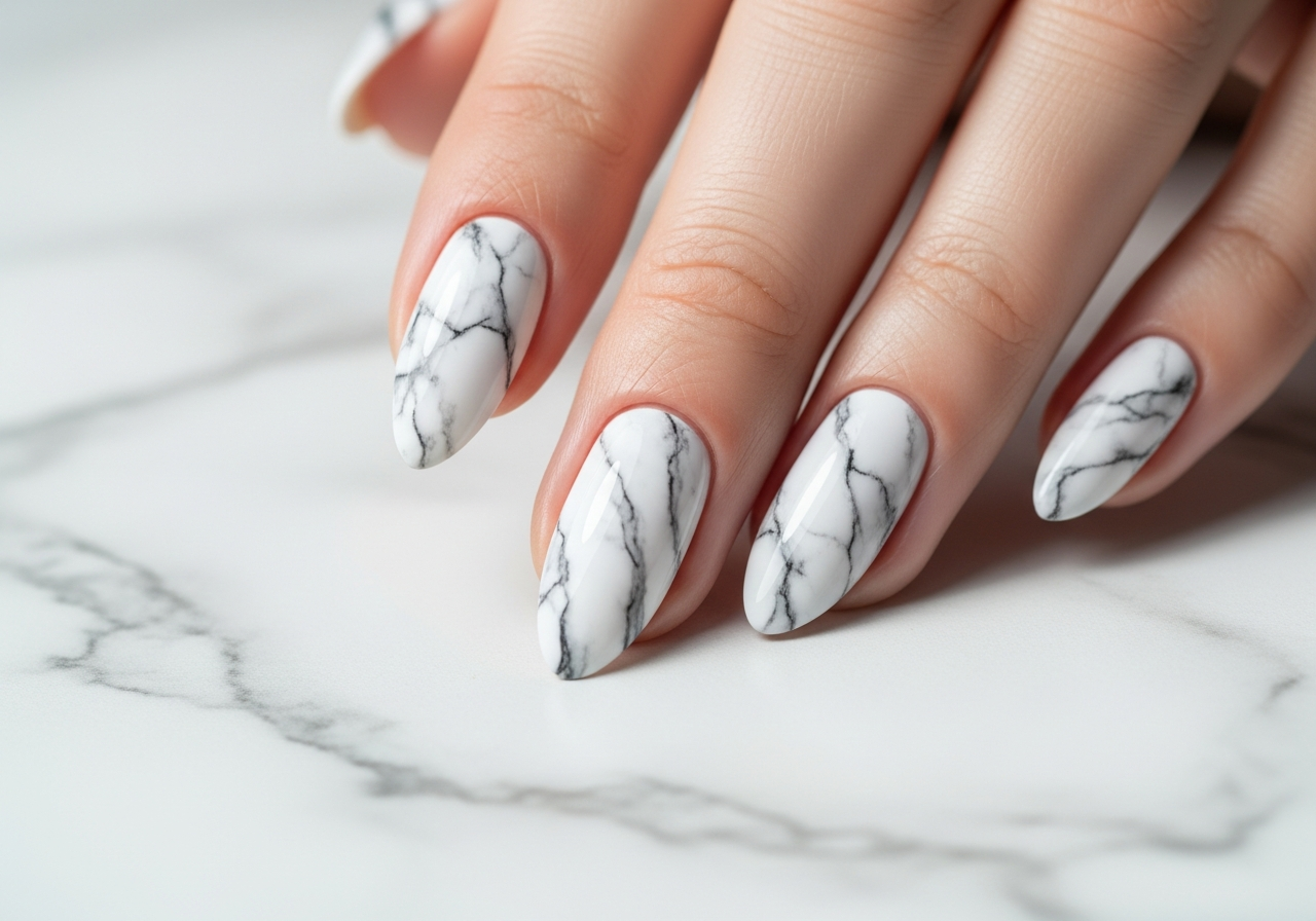 White Marble Nails