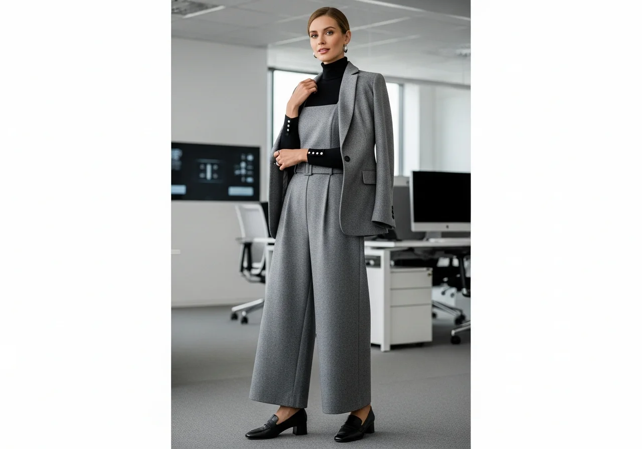 Wool Jumpsuit with Turtleneck Layer