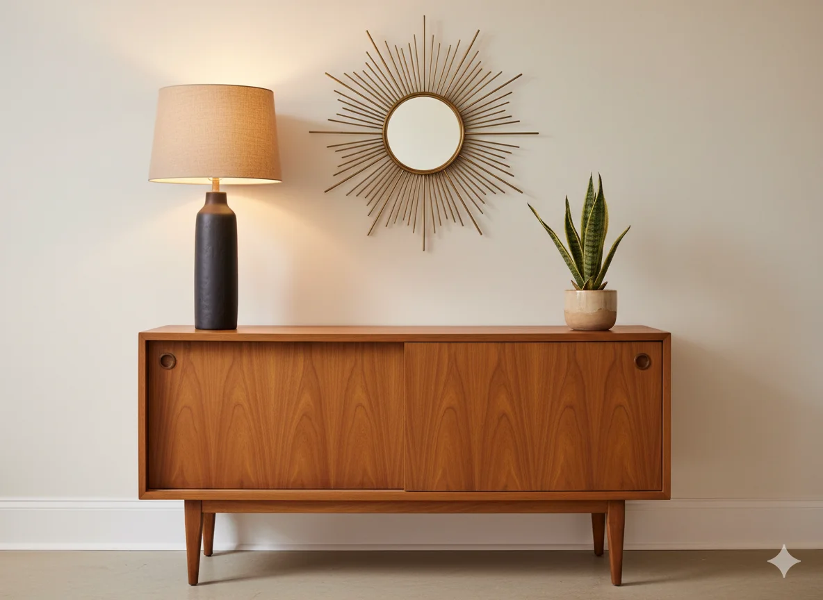  Bring in a Teak Credenza for Storage and Style