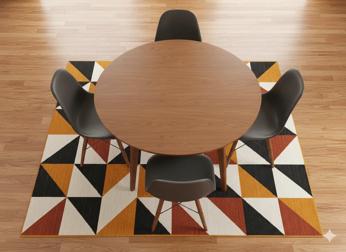 Define the Dining Zone with a Geometric Area Rug