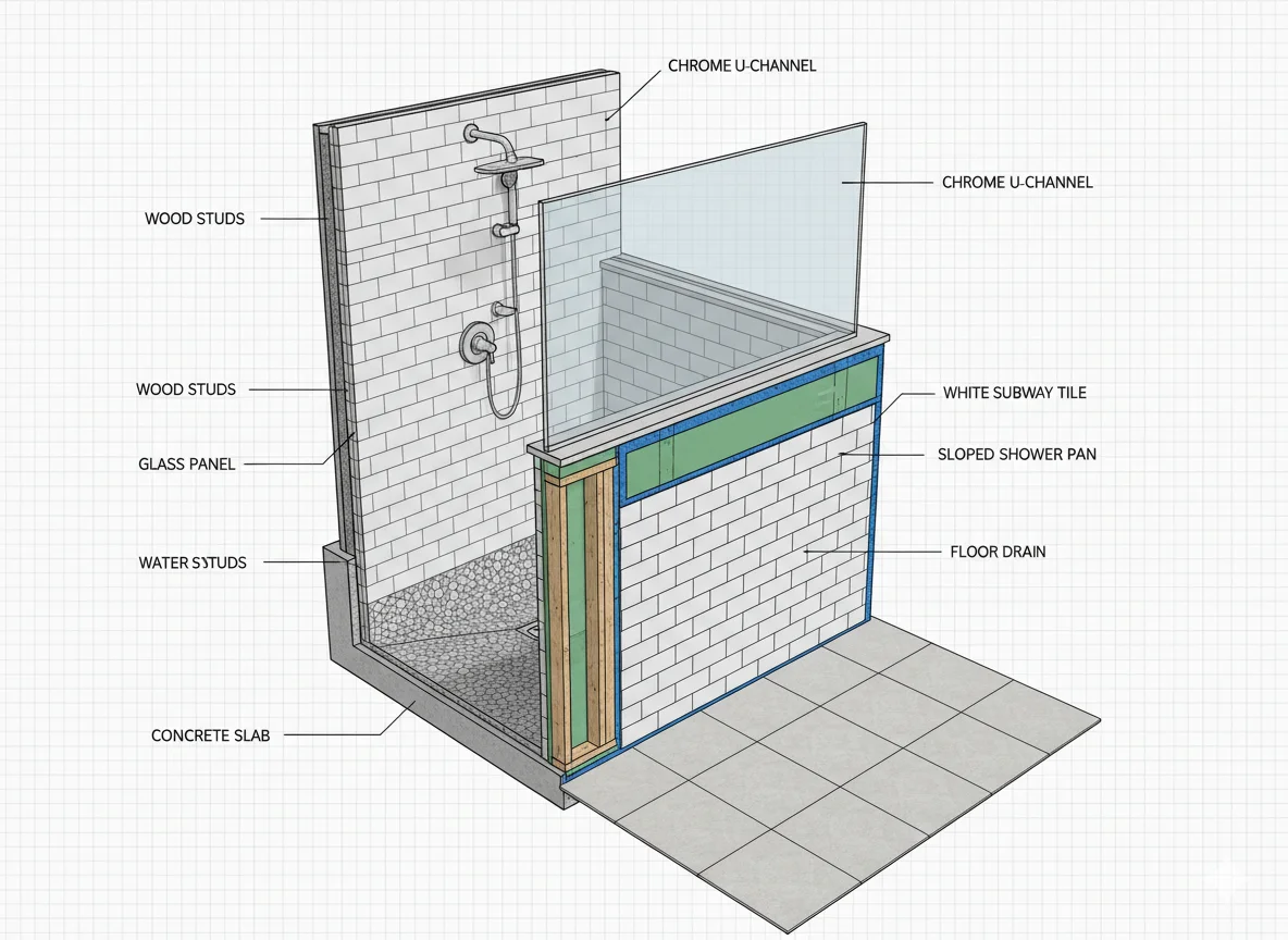 Half Wall Shower Concept