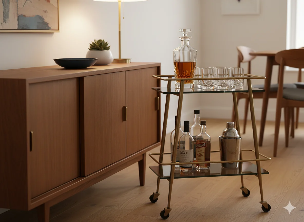 Keep the Sideboard or Bar Cart as a Functional Feature