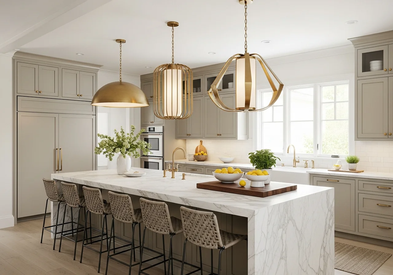 Statement Lighting Above the Island