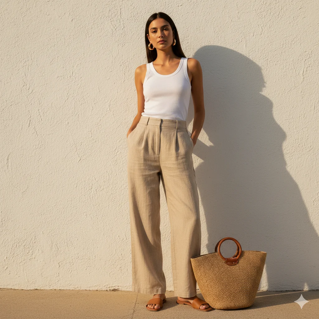 Wide-Leg Linen Trousers