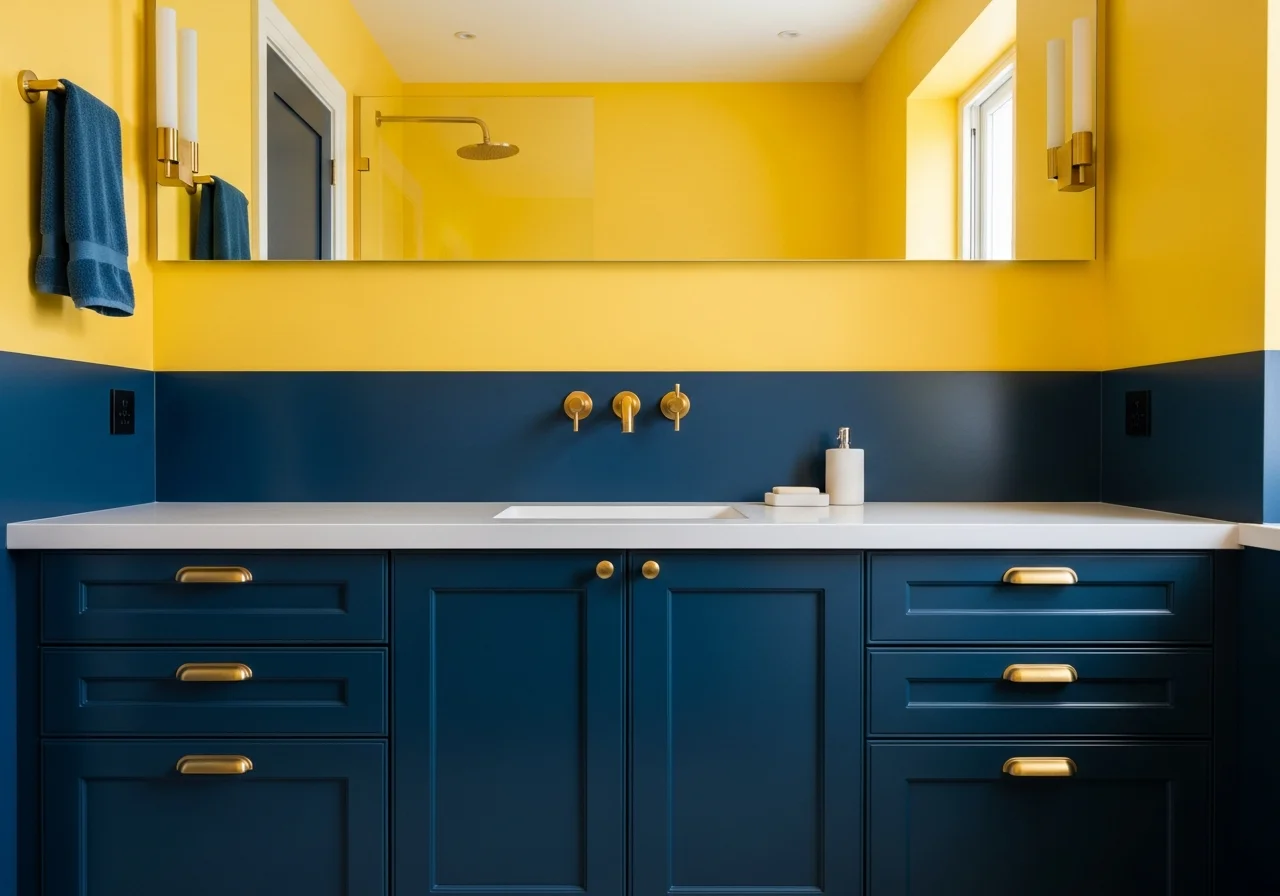 Yellow with Navy or Teal