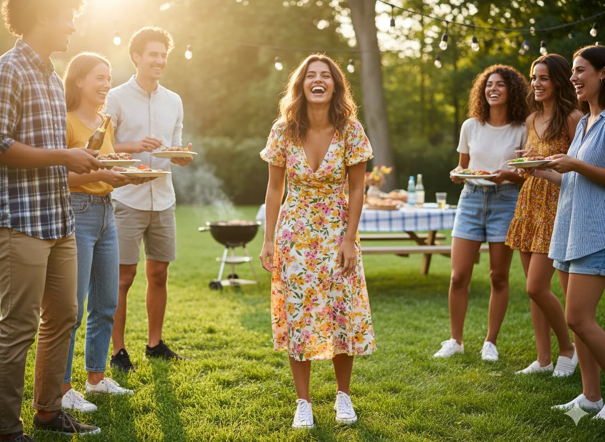 BBQ Look – Summer Dress with Sneakers