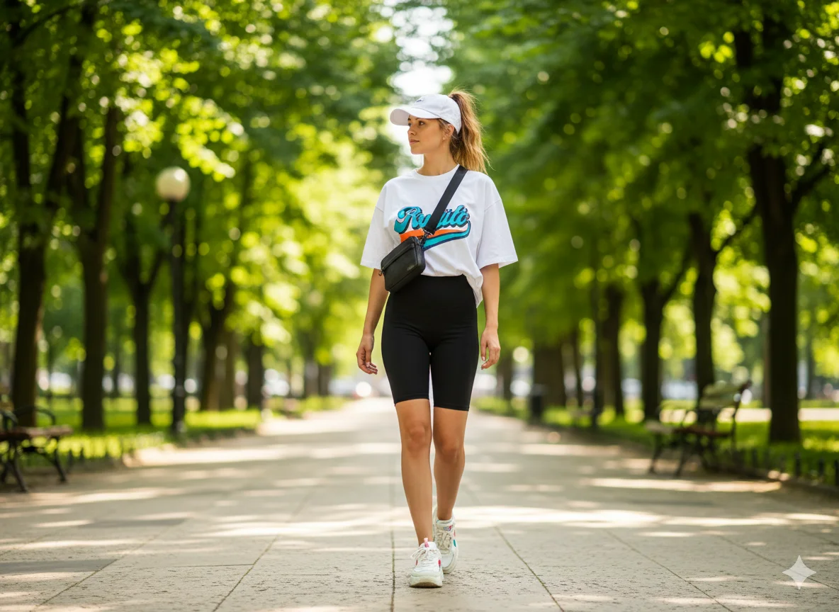 Bike Shorts and Graphic Tee