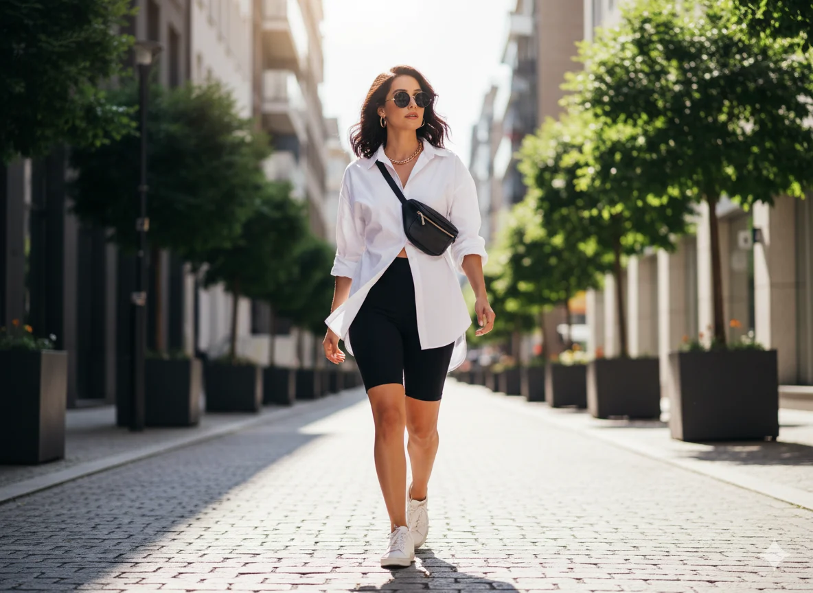 . Biker Shorts and an Oversized Shirt