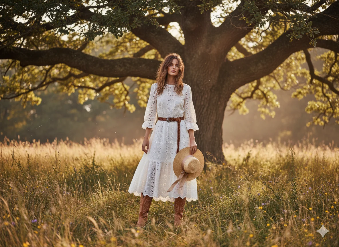 Broderie Anglaise Midi Dress