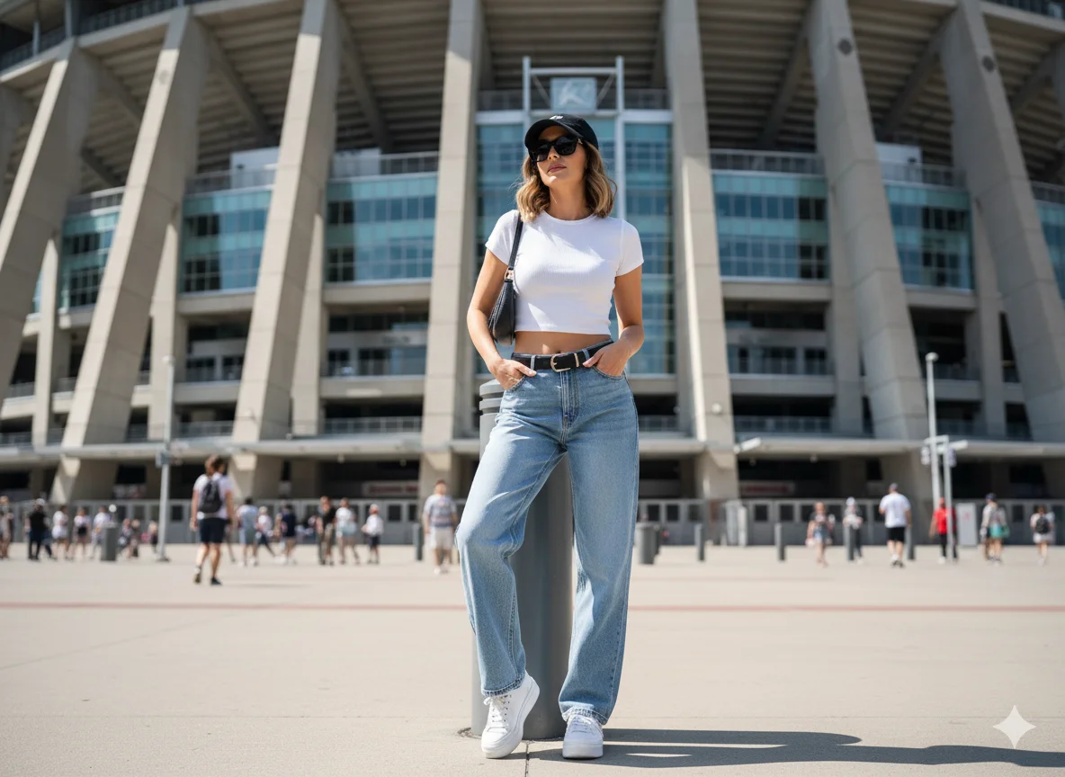 Crop Top and High Waisted Jeans