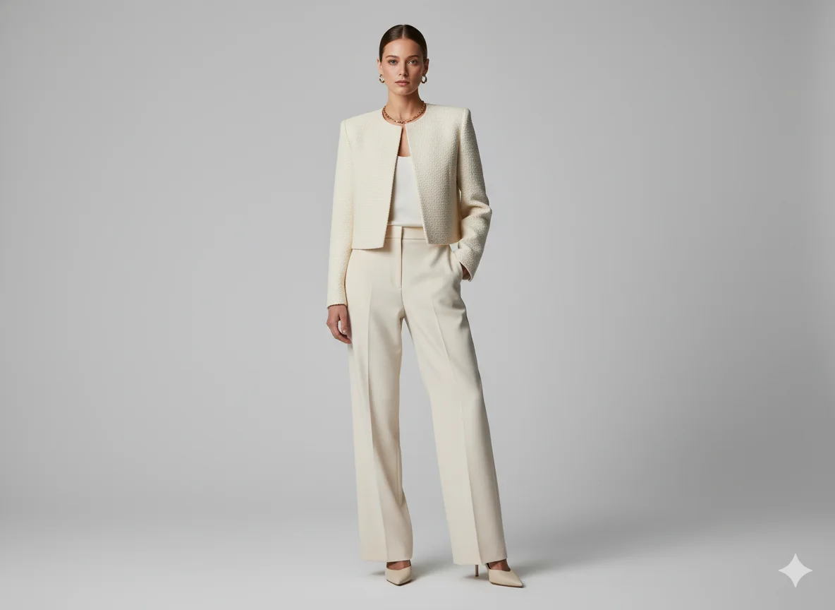 Cropped Jacket and High Waist Pants