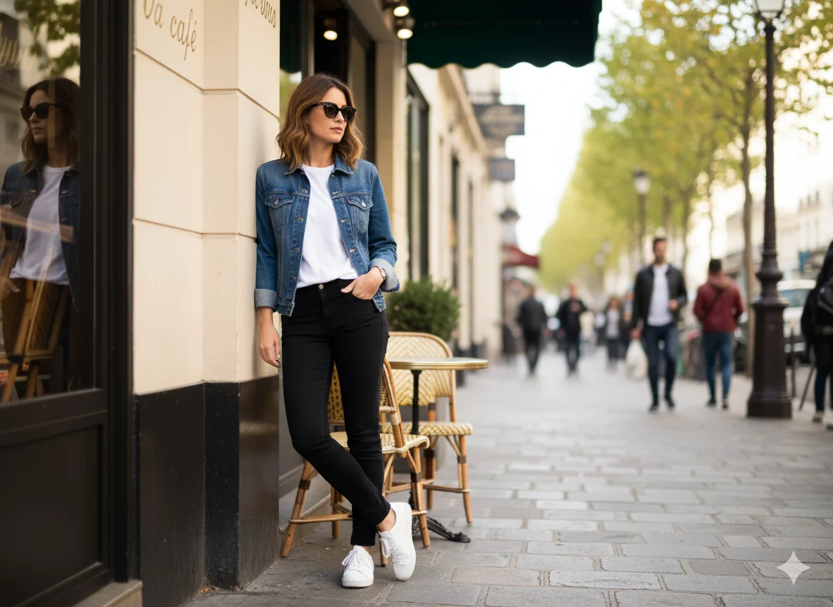 Denim Jacket with Black Jeans